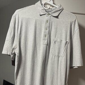 Johnnie-O Men's Stretch Hangin Out Gray Striped Polo Shirt Large L